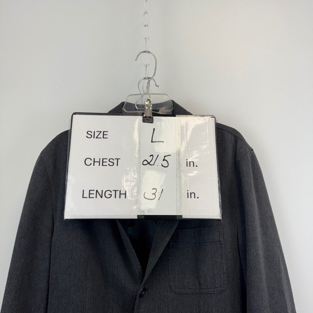 Lucky Brand Mens Charcoal Grey Herringbone Cotton Skull Lining Blazer Jacket L - Picture 2 of 16